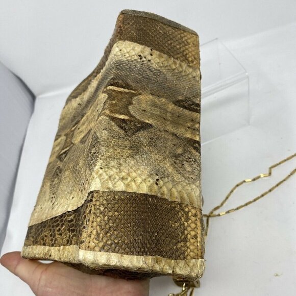Vintage Structured Brass Frame Snakeskin Purse - Picture 9 of 13